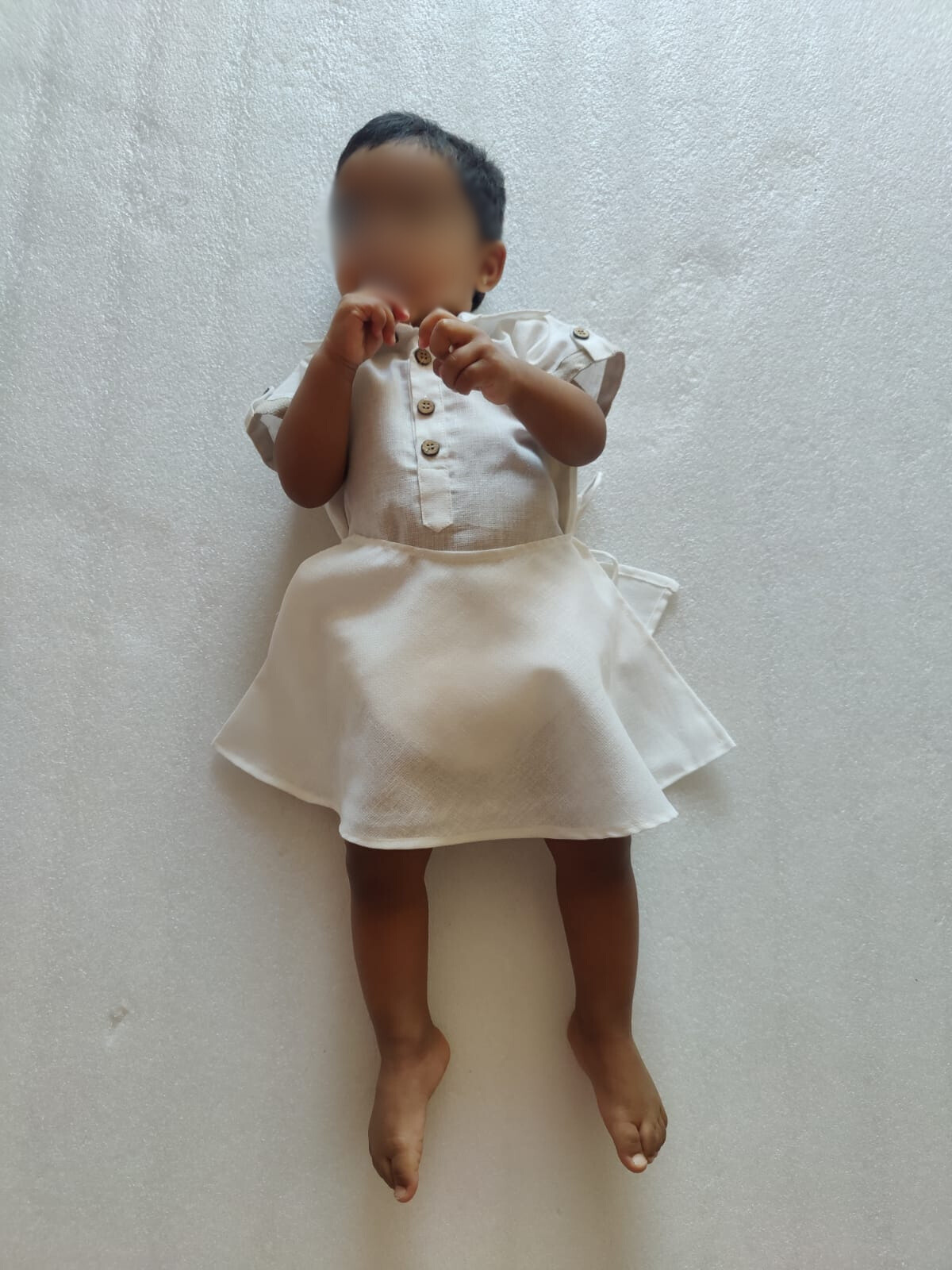 Style Angel - Onesie Collared Rompers with skirt in white Co-Jute