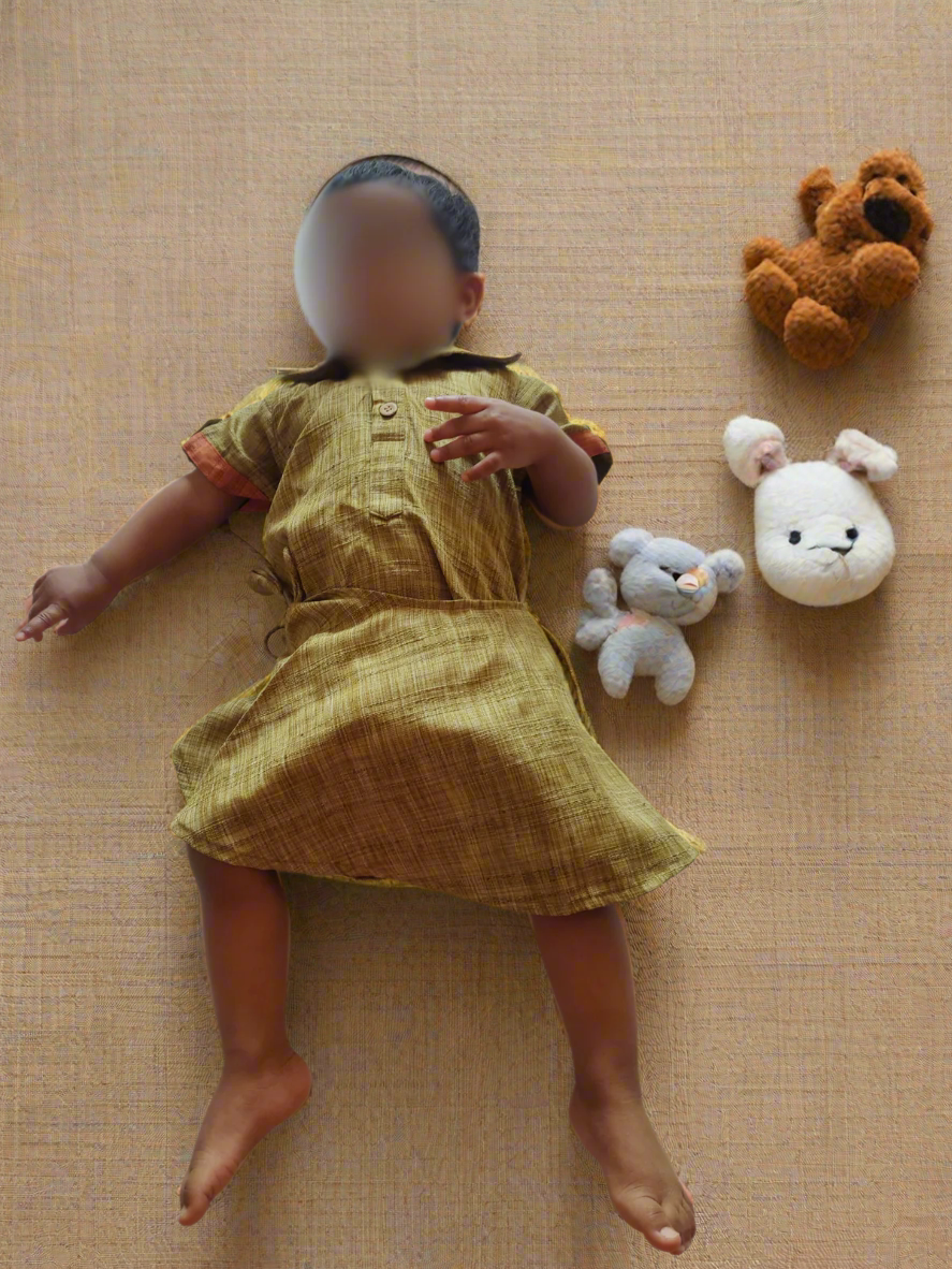 Style Angel - Onesie Collared Rompers with skirt in olive Co-Jute