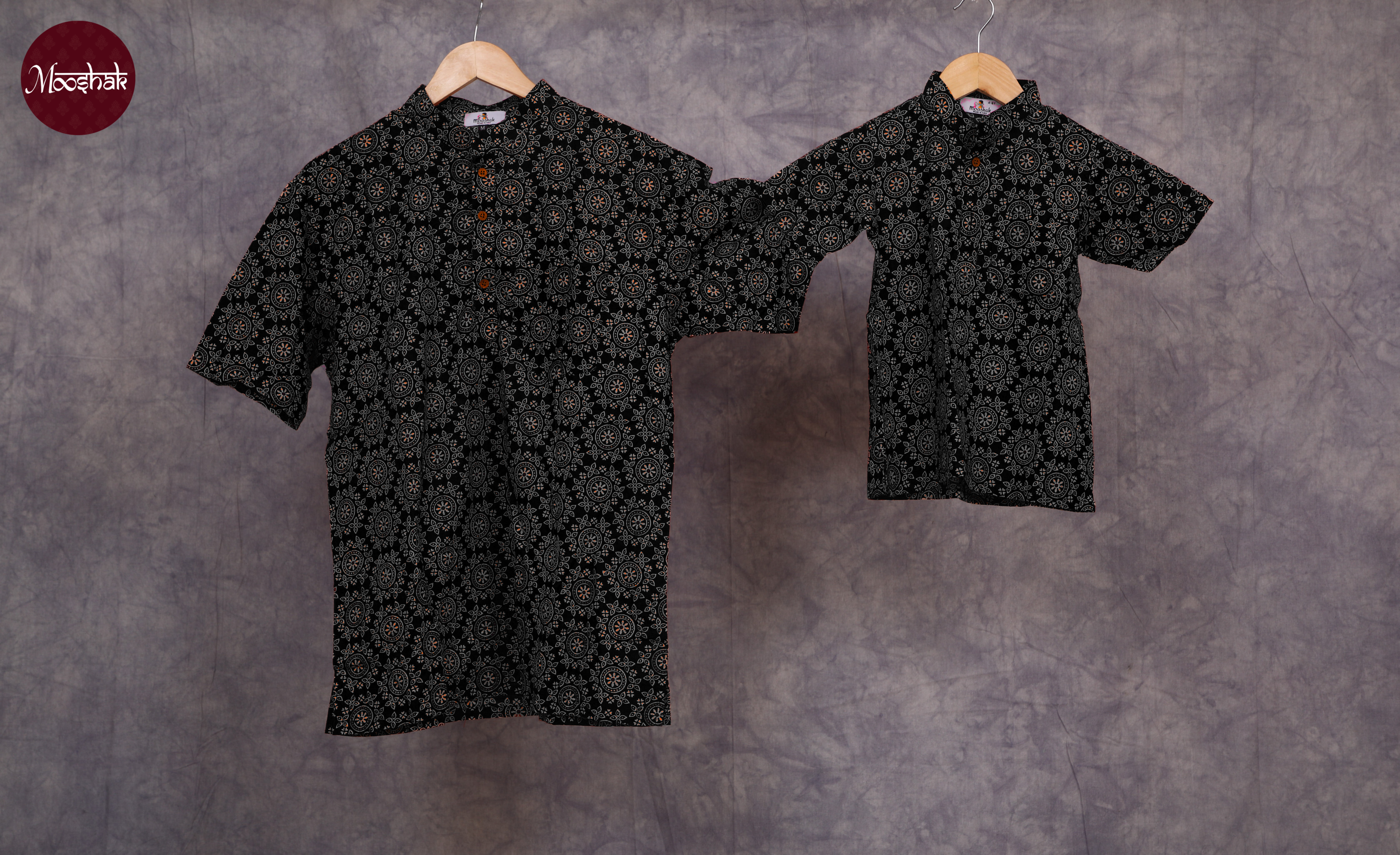 Pioneer - Kurta in Black Ajrakh with circle motif