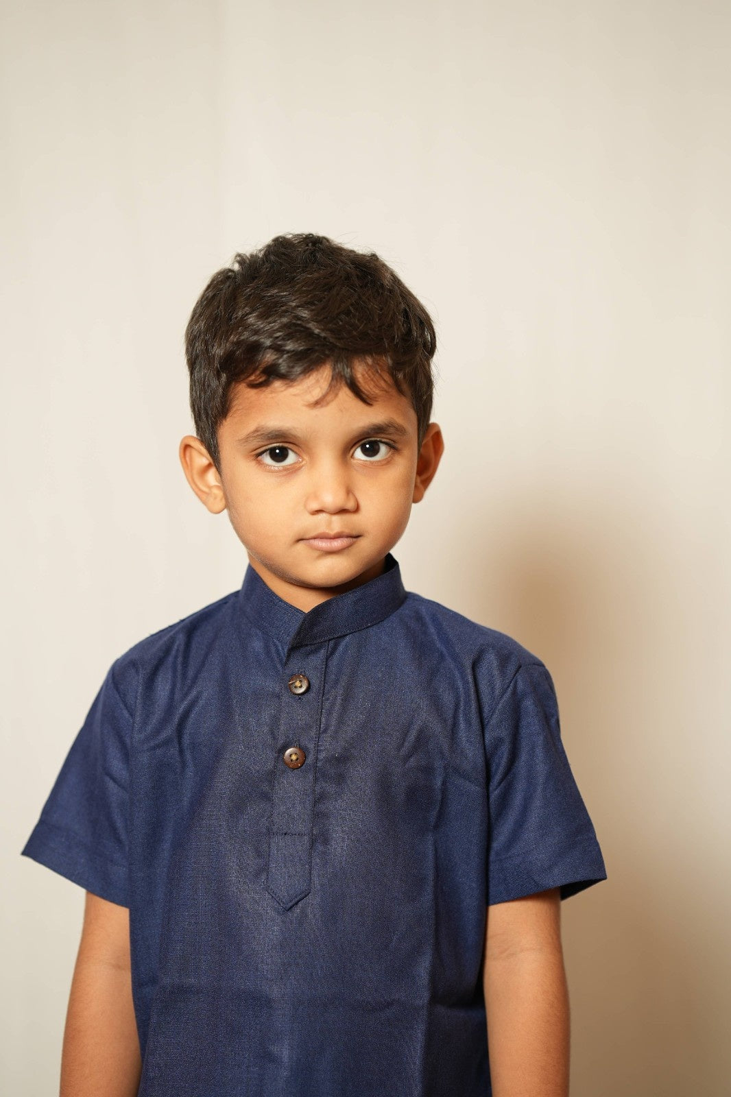 Prithvi - Classic Short Kurta in blue cotton fabric