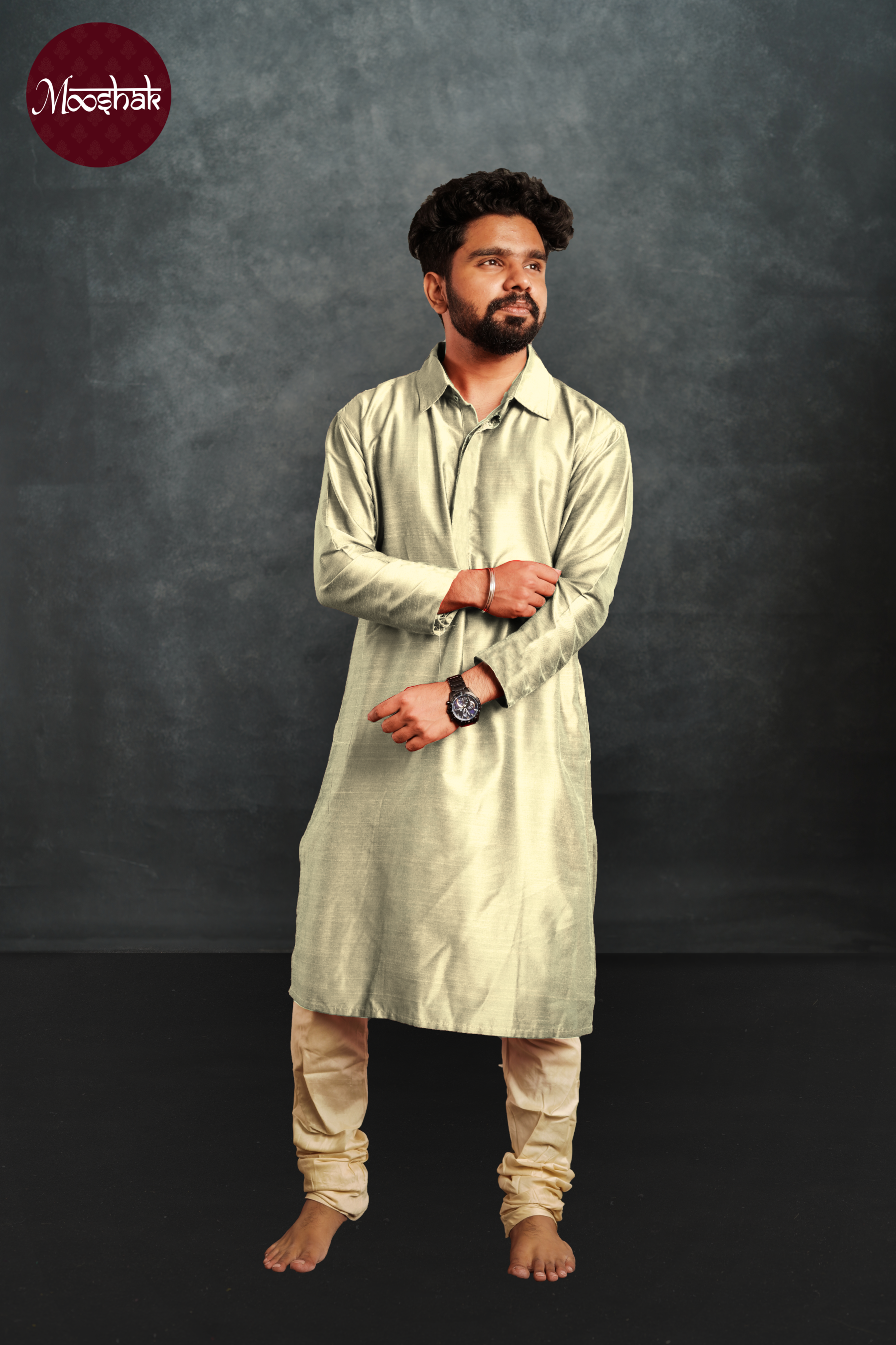 Raahi - Kurta in Beige silk cotton