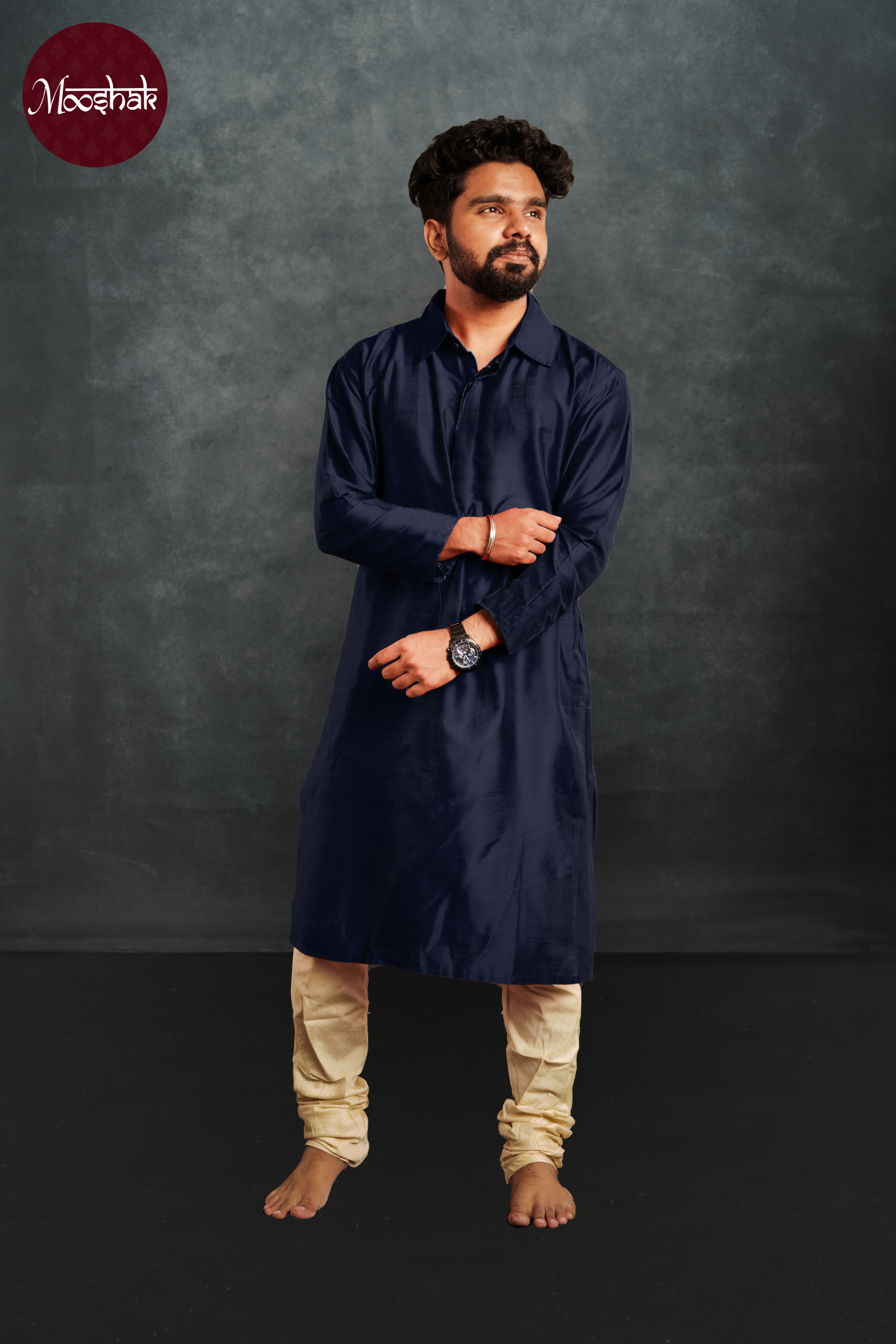 Raahi - Kurta in Blue silk cotton