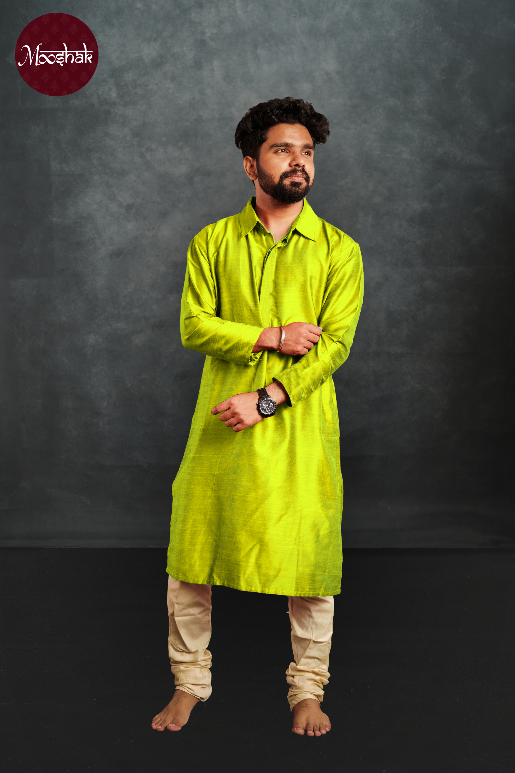 Raahi - Kurta in Green silk cotton