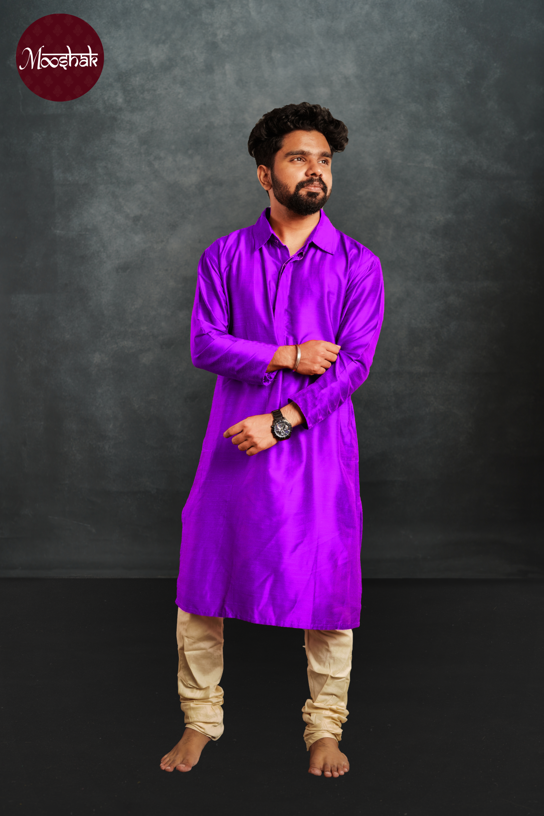 Raahi - Kurta in Purple silk cotton