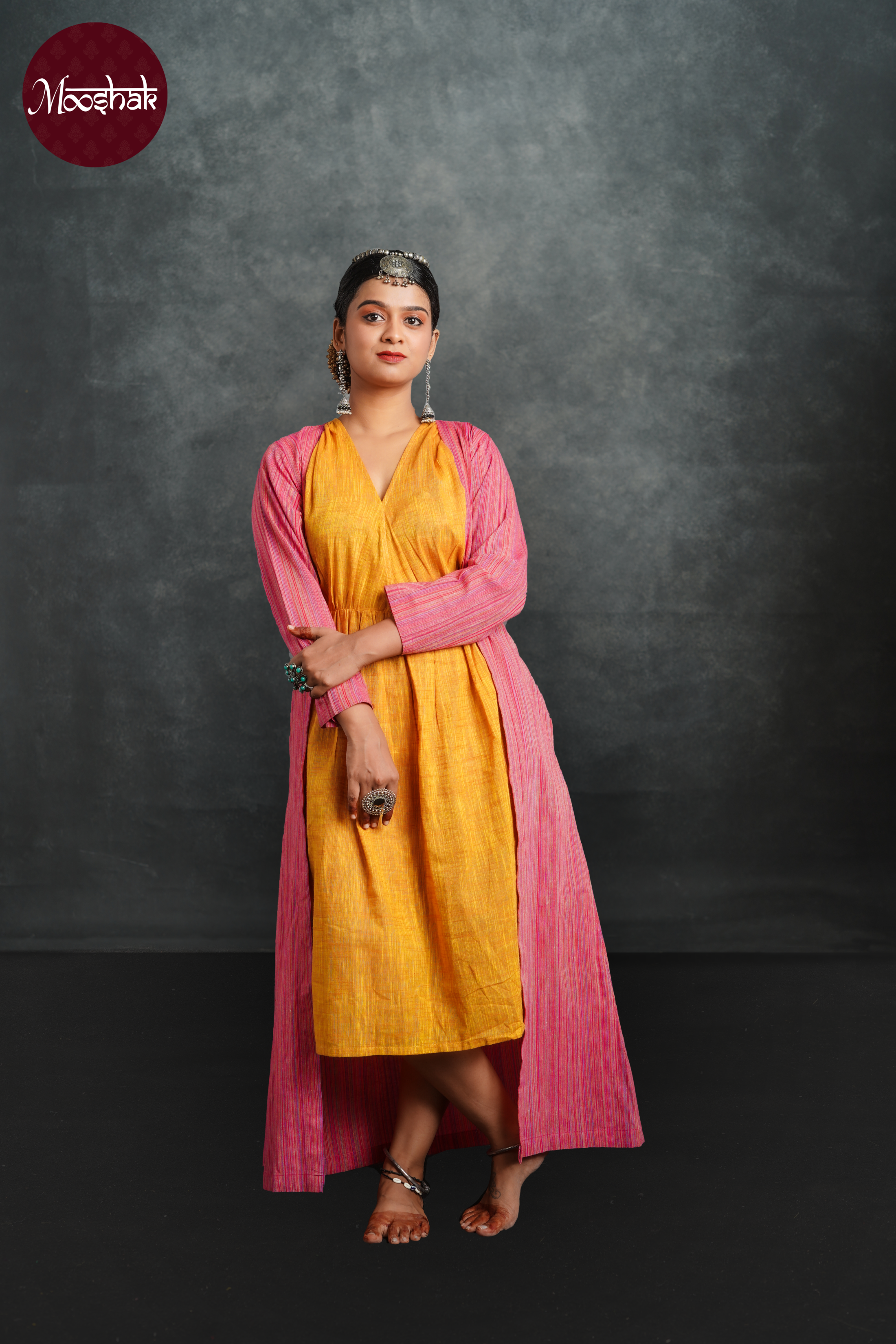 Ragini - Dresses in Pink lines and Yellow