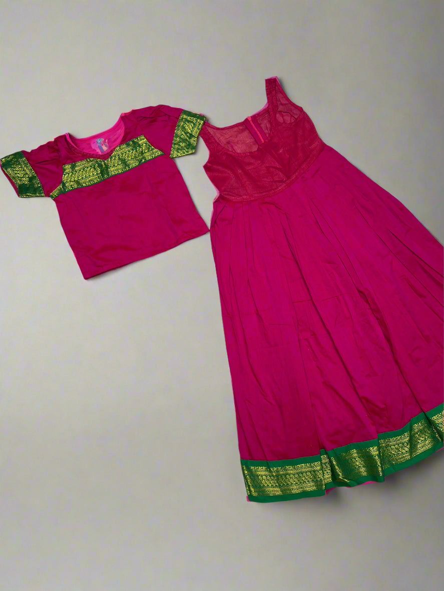 Siya - Pavada Sattai in Kalyani pattu in Pink color